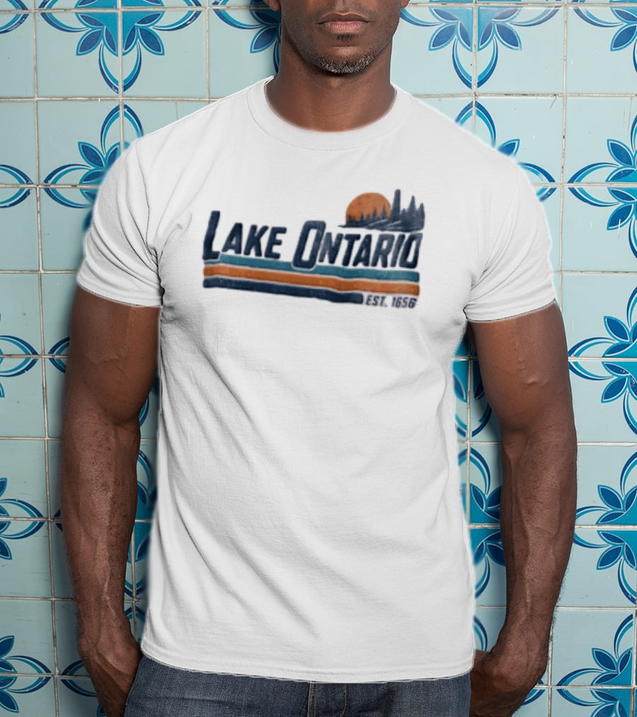 Lake Ontario Sunset Lighthouse EST 1656 Pine Trees T-Shirt