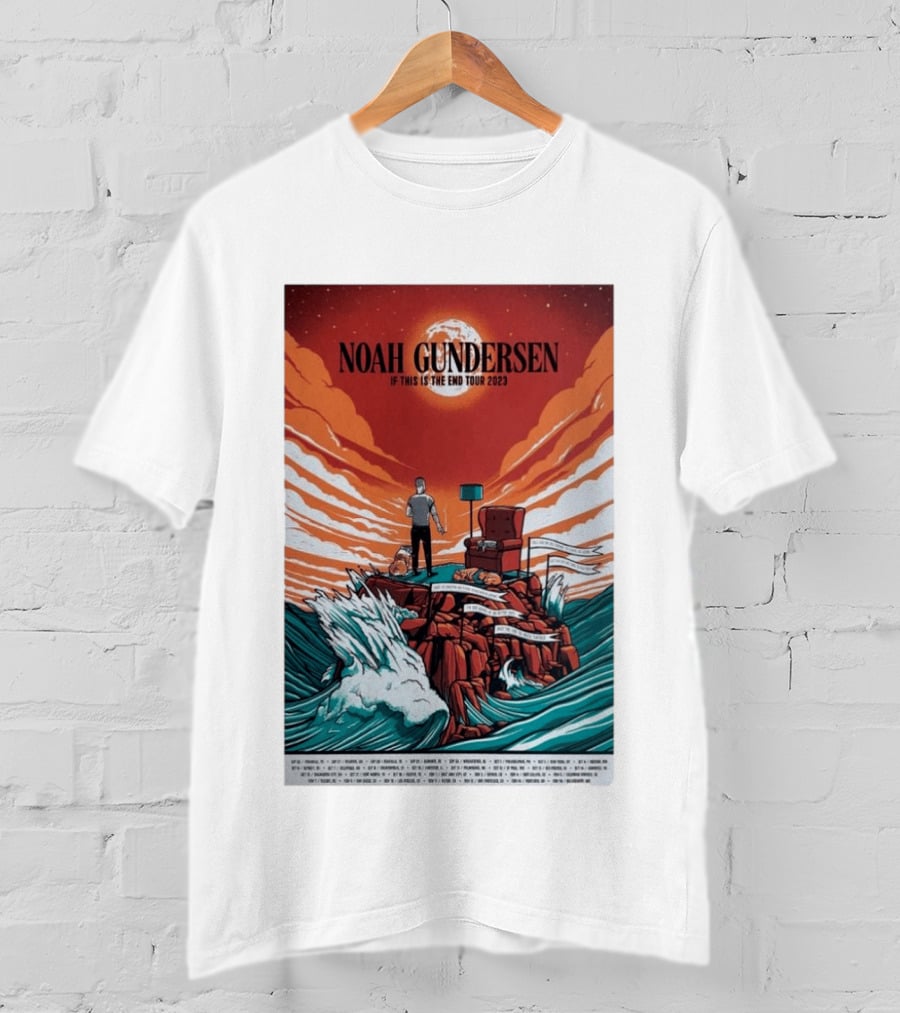 Noah Gundersen If This Is The End Tour 2023 Dramatic Ocean Waves Red Sky T-Shirt