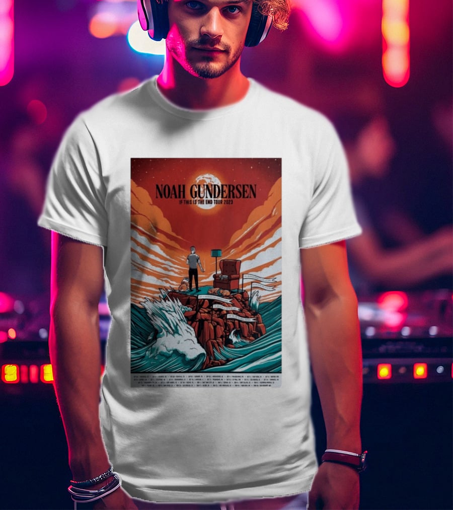 Noah Gundersen If This Is The End Tour 2023 Dramatic Ocean Waves Red Sky T-Shirt