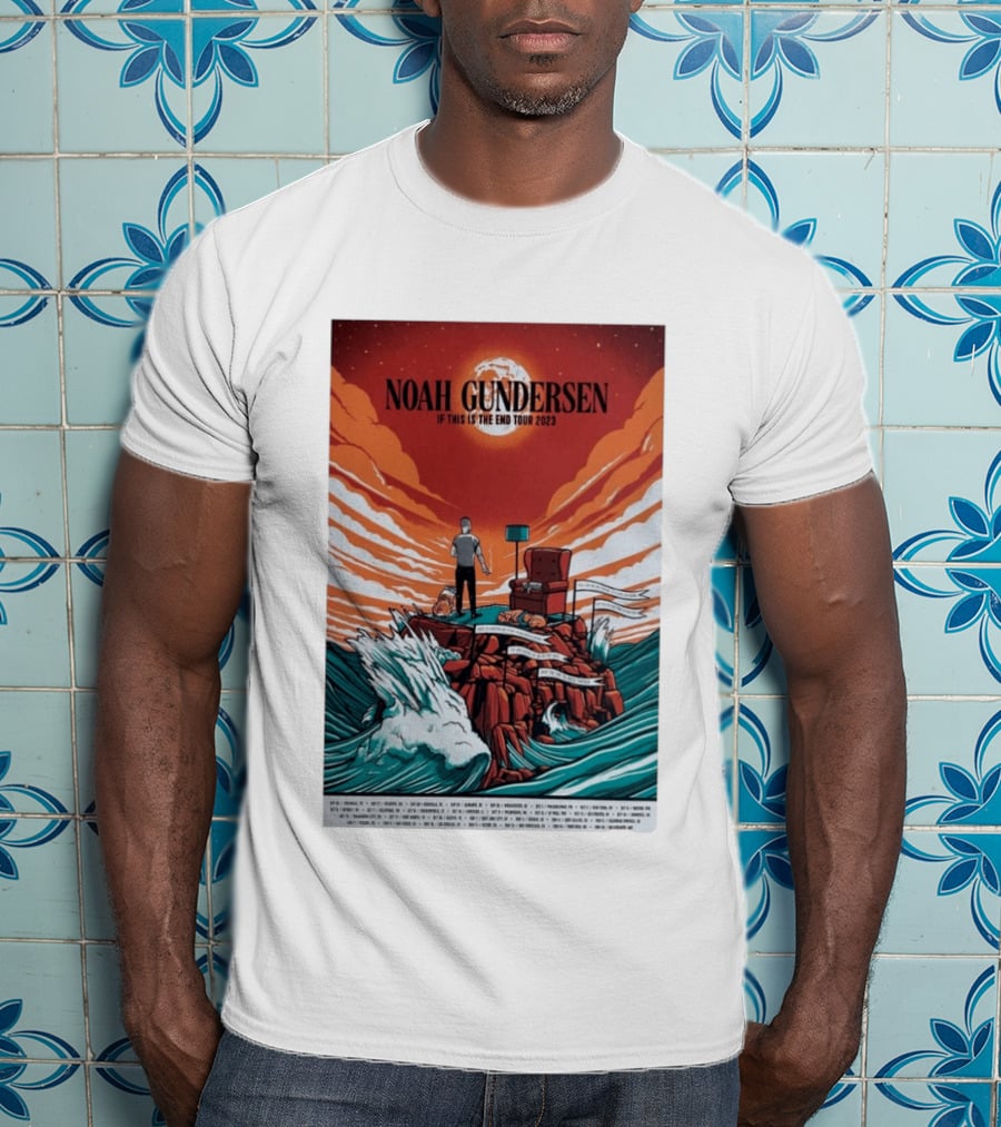 Noah Gundersen If This Is The End Tour 2023 Dramatic Ocean Waves Red Sky T-Shirt