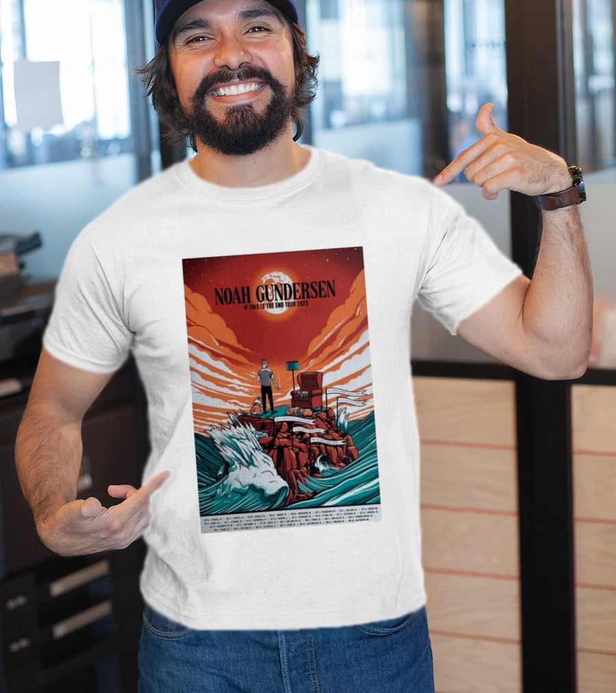 Noah Gundersen If This Is The End Tour 2023 Dramatic Ocean Waves Red Sky T-Shirt