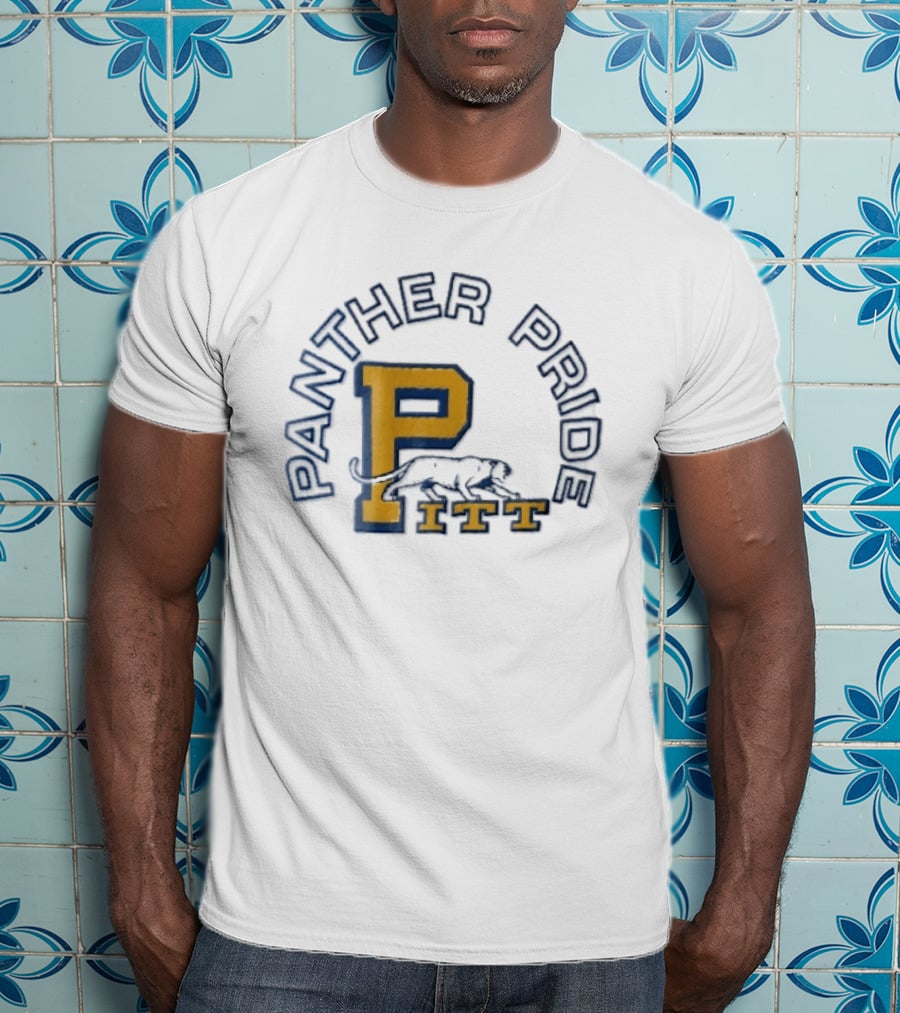 Panther Pride Crouching Feline Yellow Block Letter P Pitt T-Shirt