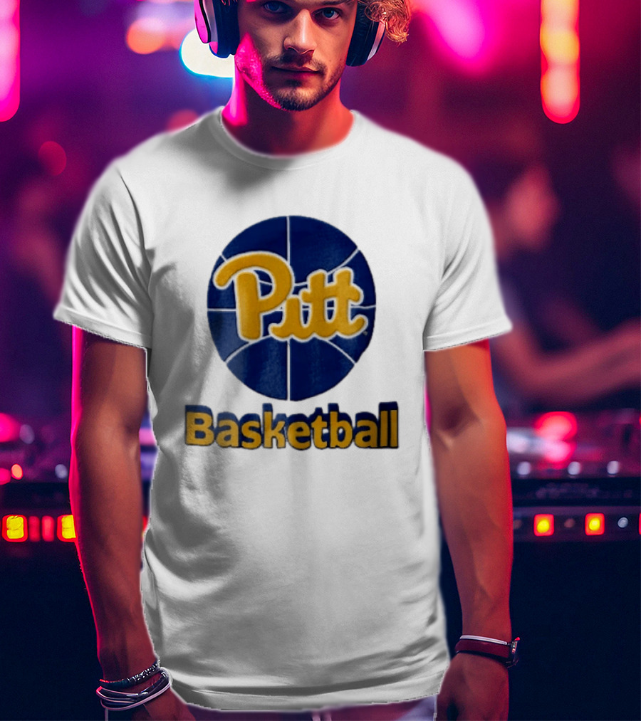 Pittsburgh Panthers Pitt Basketball Blue Sphere Yellow Script NCAA 3D T-Shirt
