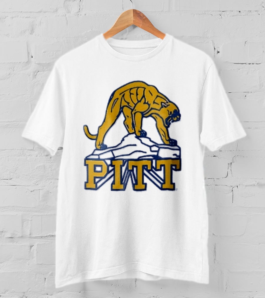 Pittsburgh Panthers Pitt Gold Panther Standing On Rock T-Shirt