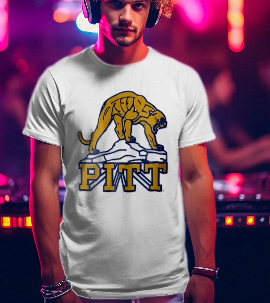 Pittsburgh Panthers Pitt Gold Panther Standing On Rock T-Shirt