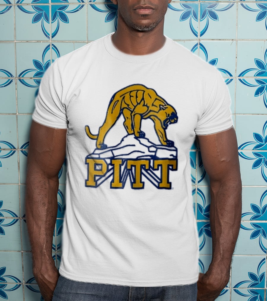 Pittsburgh Panthers Pitt Gold Panther Standing On Rock T-Shirt