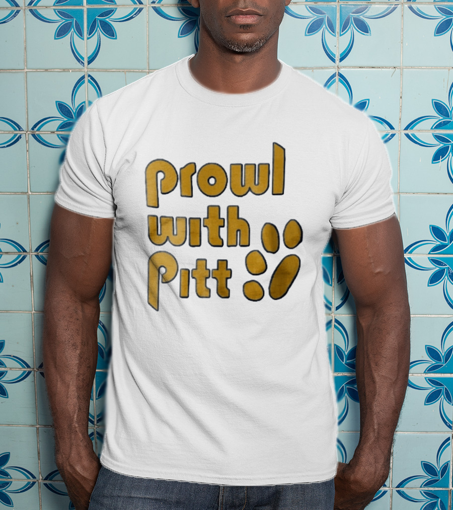 Pitt Panthers Prowl With Pitt Textured Gold Paw T-Shirt