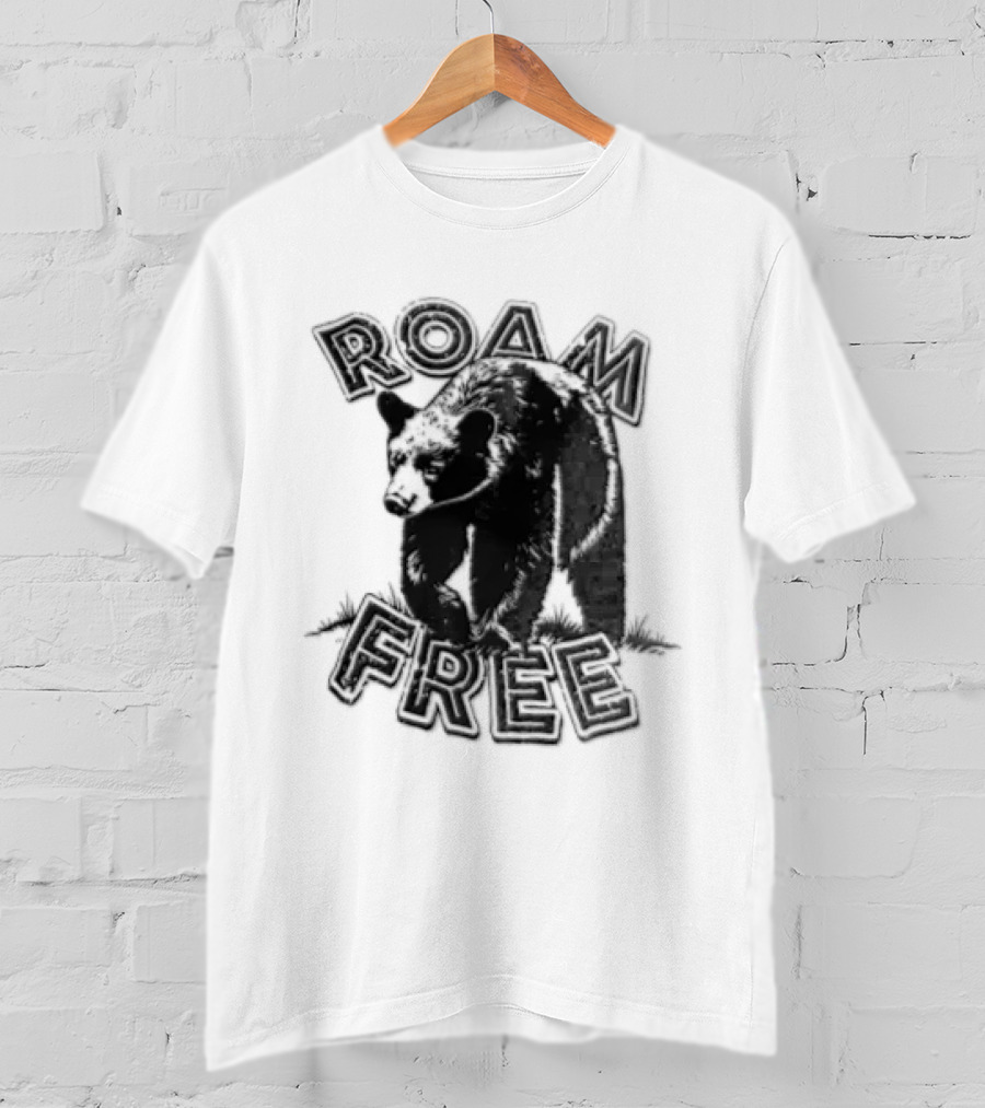 Roam Free Black Bear Distressed Walking Grass T-Shirt