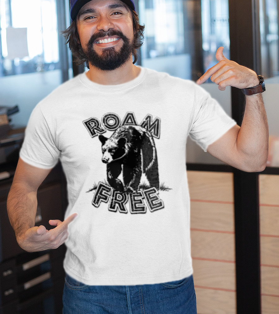 Roam Free Black Bear Distressed Walking Grass T-Shirt