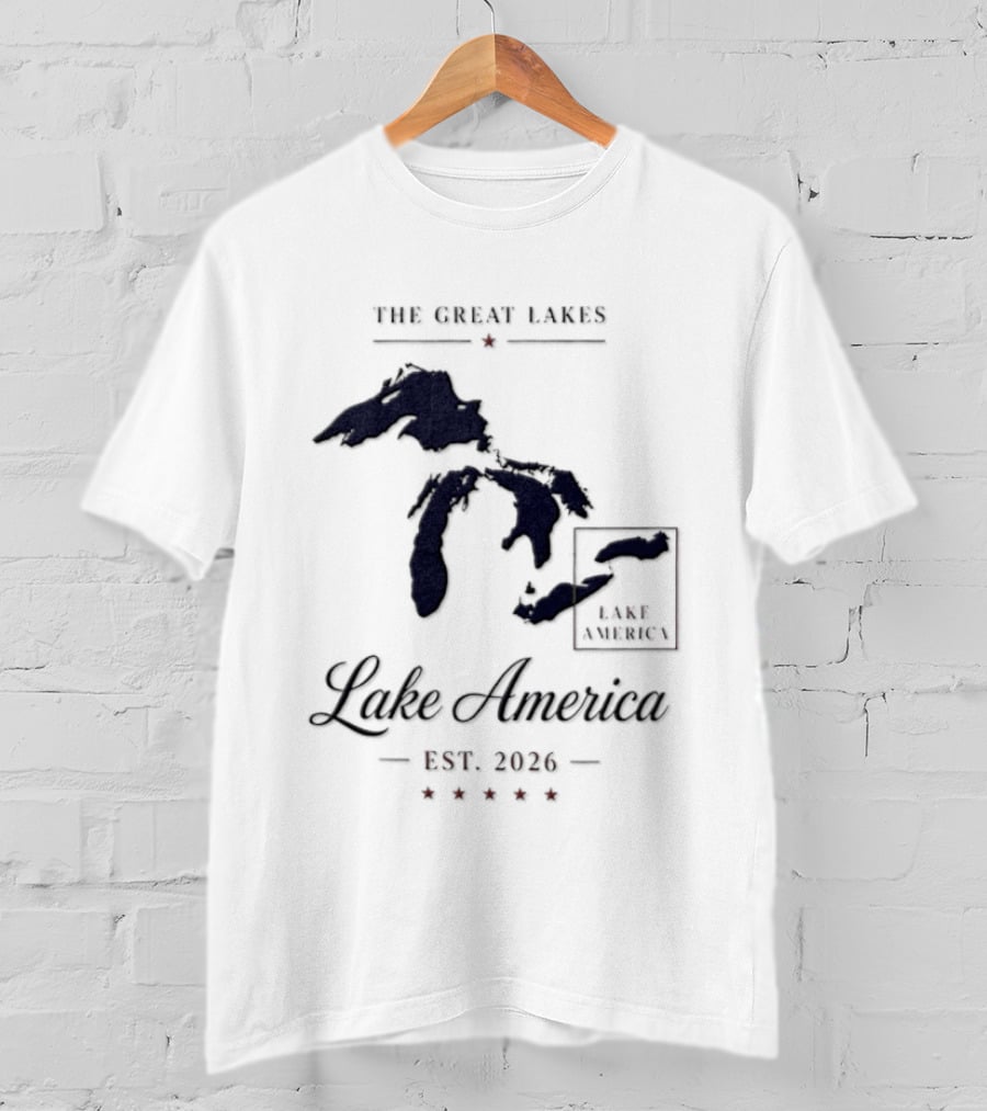 The Great Lakes Lake America Est 2026 Map T-Shirt