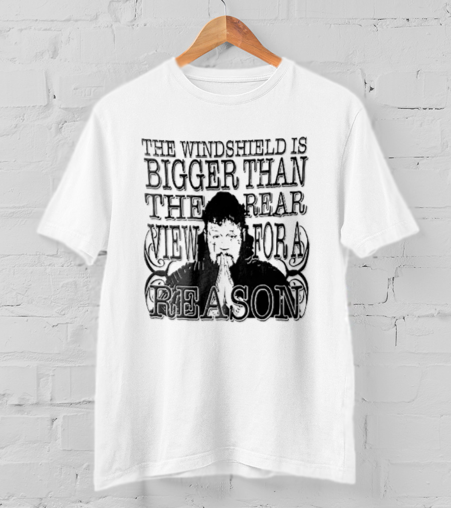 Windshield Is Bigger Than The Rear View For A Reason Jelly Roll Praying Hands Stencil T-Shirt