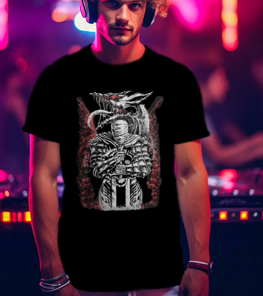 Bandaged Knight Sword Dragon Red Grunge T-Shirt