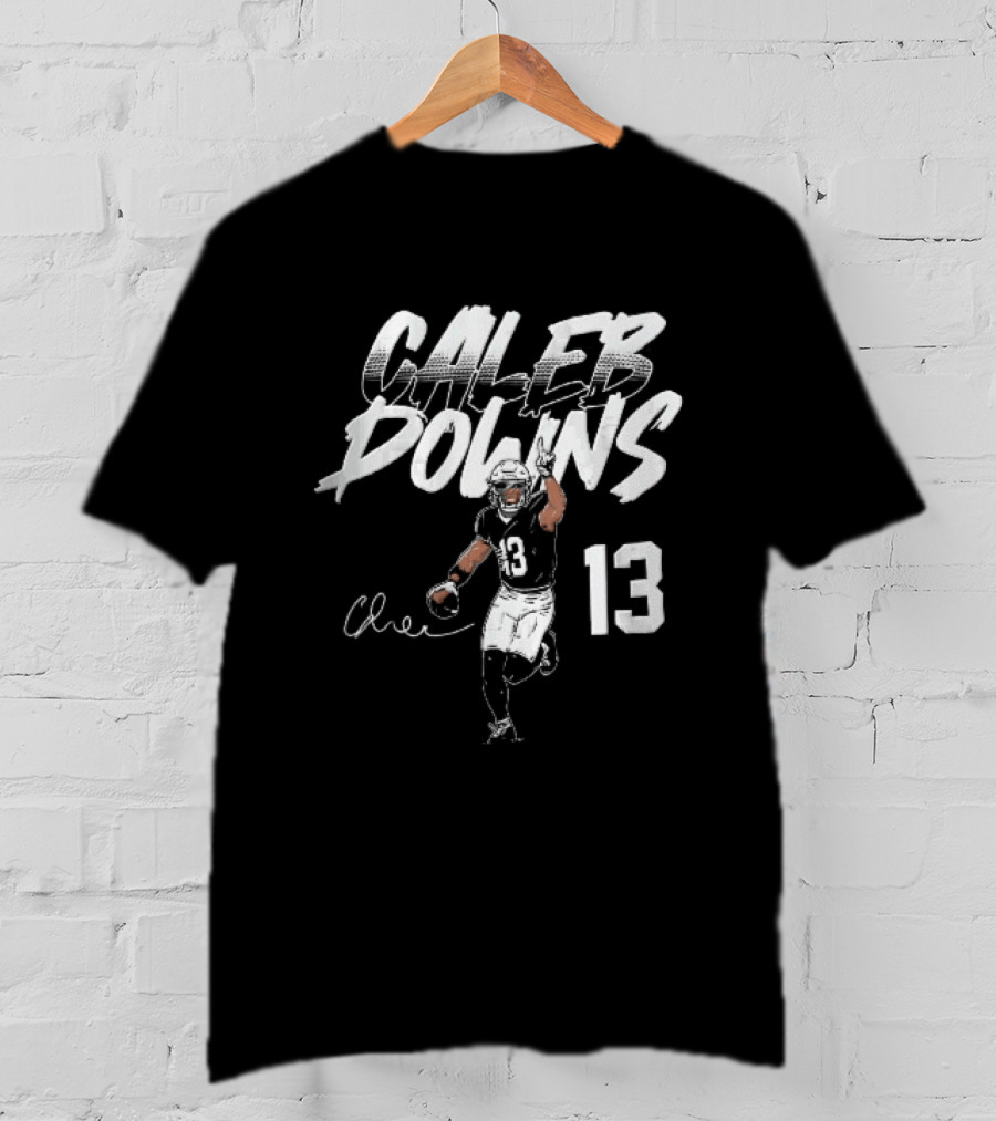 Caleb Downs 13 NCAA Football Player Signature Pointing Finger Vector T-Shirt