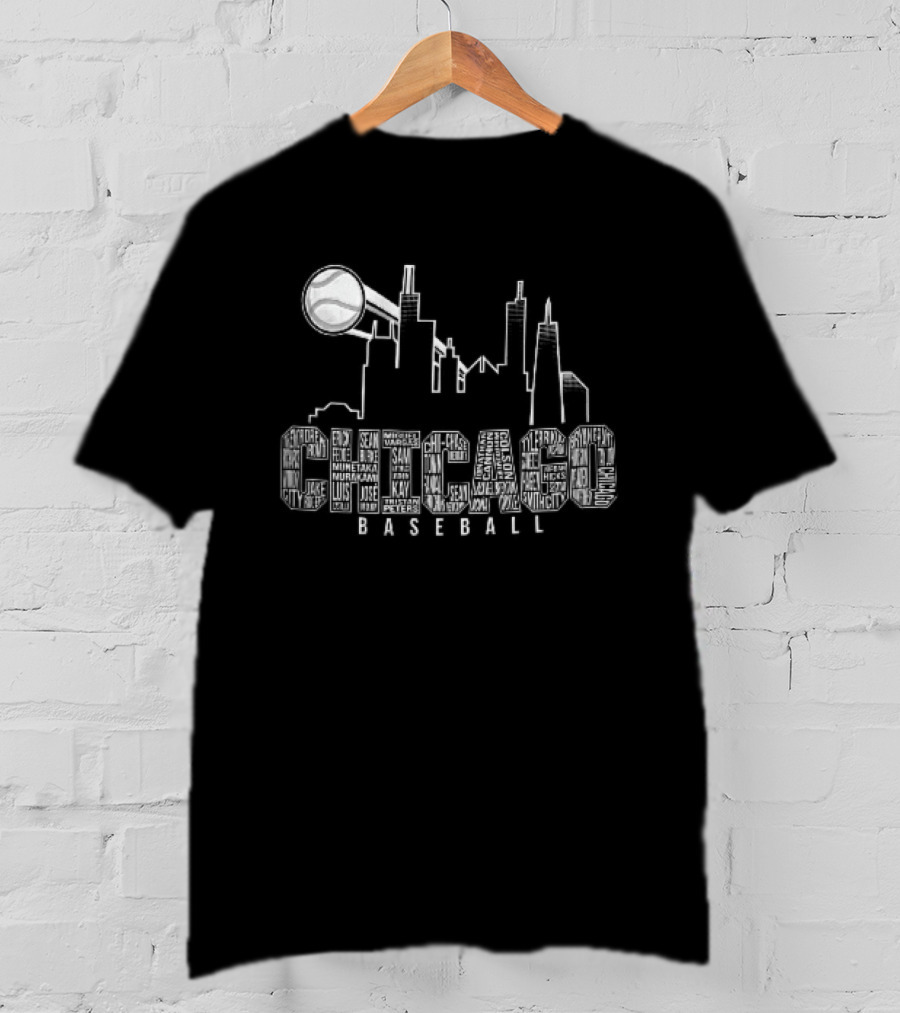 Chicago Skyline Baseball Windy City Searchlight T-Shirt