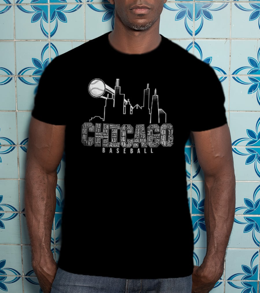 Chicago Skyline Baseball Windy City Searchlight T-Shirt