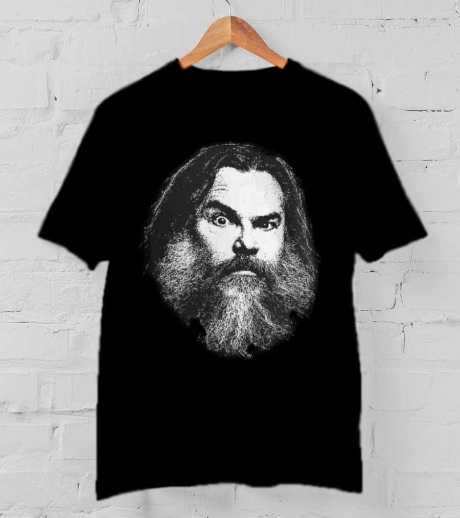 Jack Black High Contrast Monochromatic Stencil Beard Wide Eye Expression T-Shirt