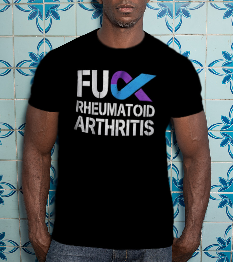 Fuck Rheumatoid Arthritis Purple Blue Awareness Ribbon T-Shirt