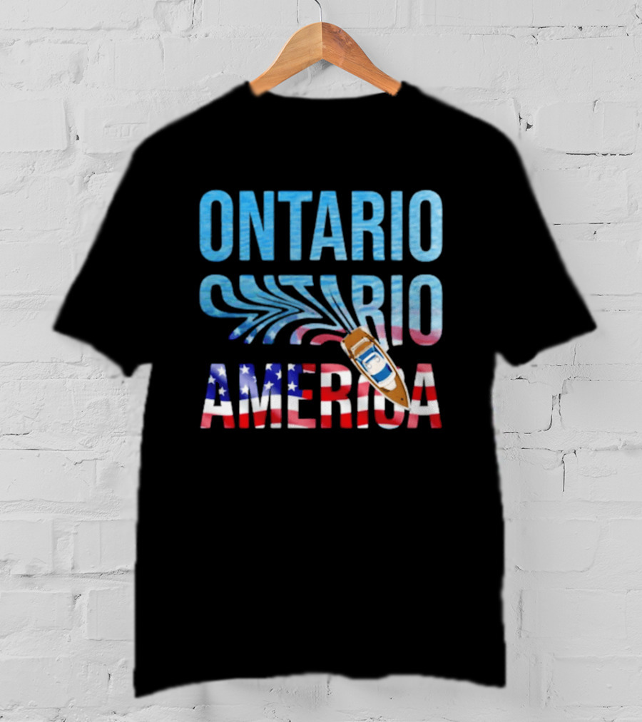 Lake Ontario To America Boat Journey With American Flag T-Shirt