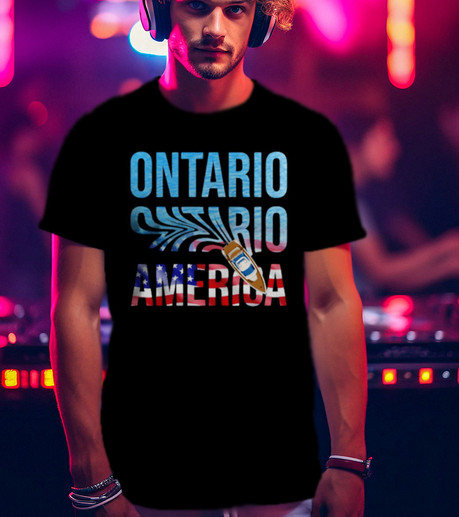 Lake Ontario To America Boat Journey With American Flag T-Shirt