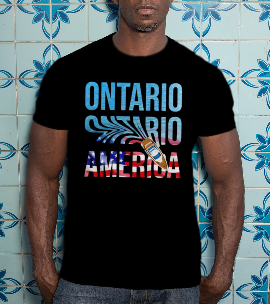Lake Ontario To America Boat Journey With American Flag T-Shirt