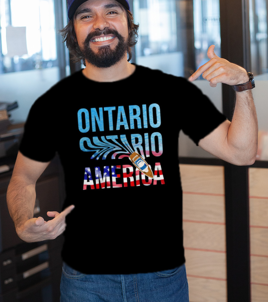Lake Ontario To America Boat Journey With American Flag T-Shirt