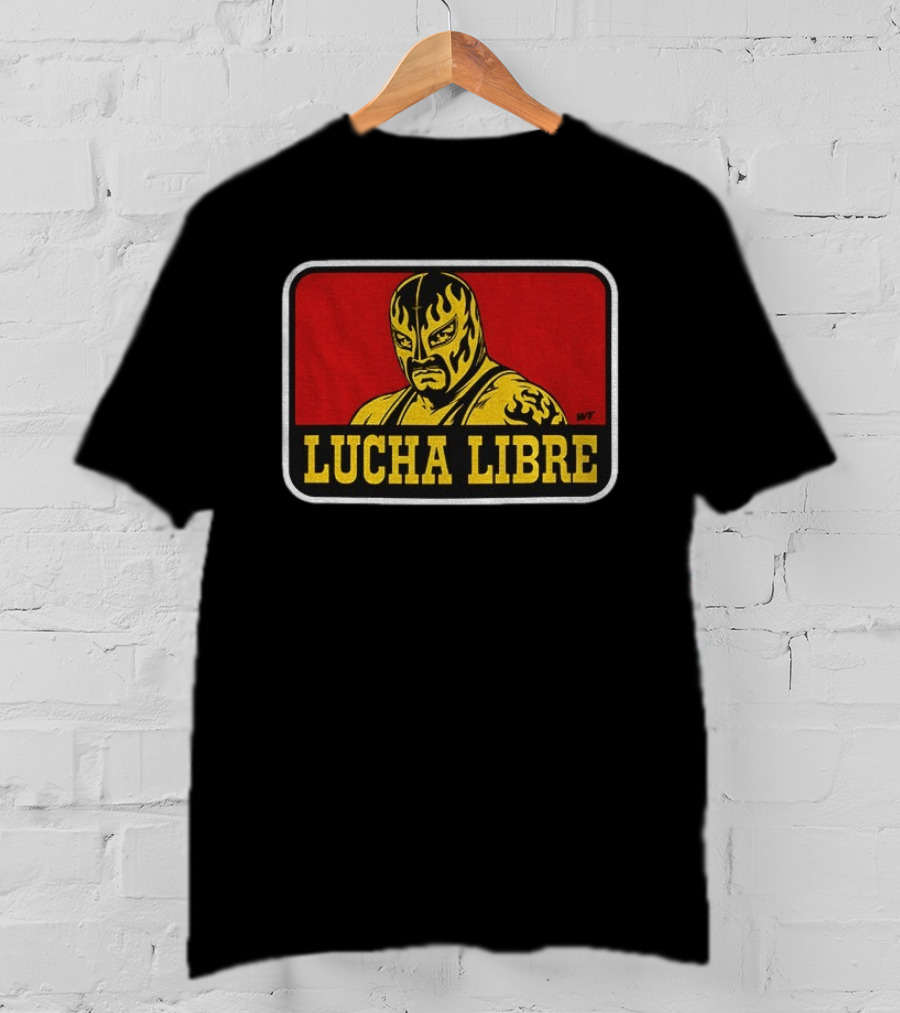 Lucha Libre Masked Wrestler Flames Tattoo Art Mexican Culture T-Shirt