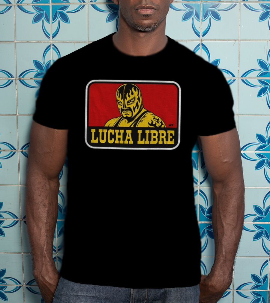 Lucha Libre Masked Wrestler Flames Tattoo Art Mexican Culture T-Shirt
