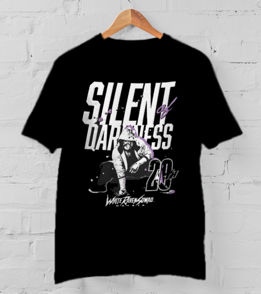 Silent Of Darkness White Raven 20th Masked Hooded Wrestler Halftone T-Shirt