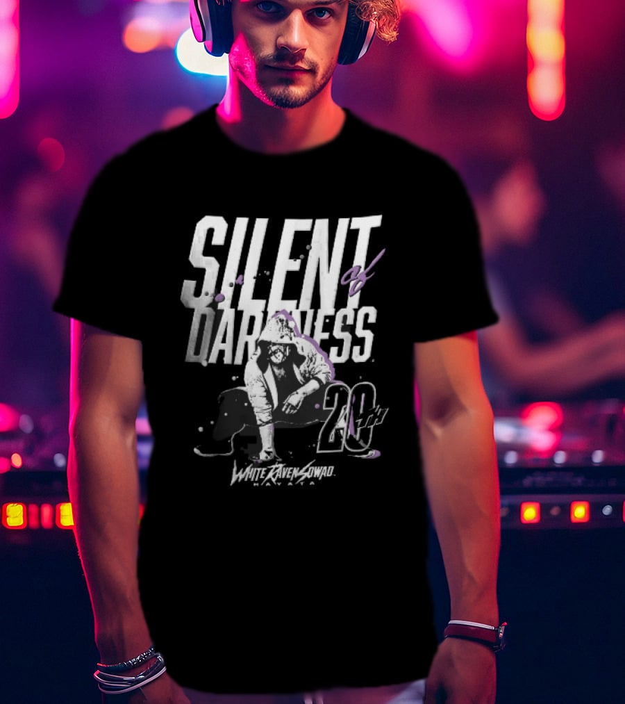 Silent Of Darkness White Raven 20th Masked Hooded Wrestler Halftone T-Shirt