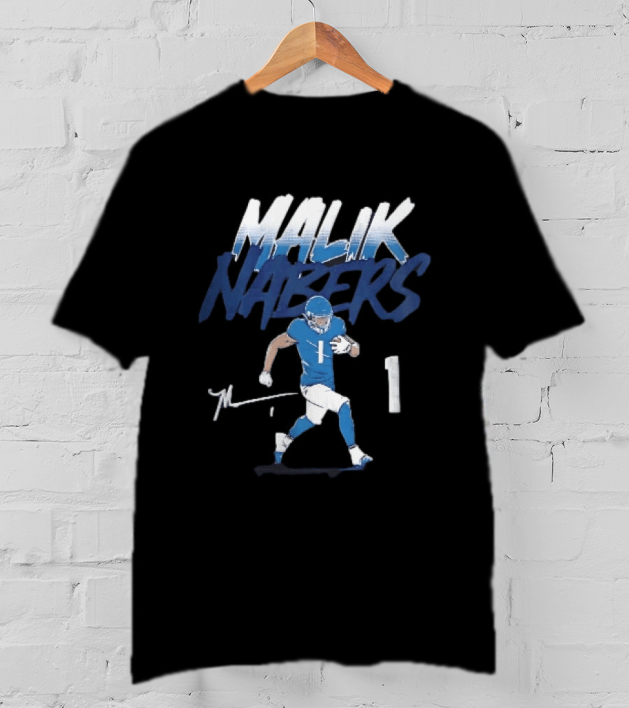 Malik Nabers Blue Jersey Number 1 Football Player T-Shirt