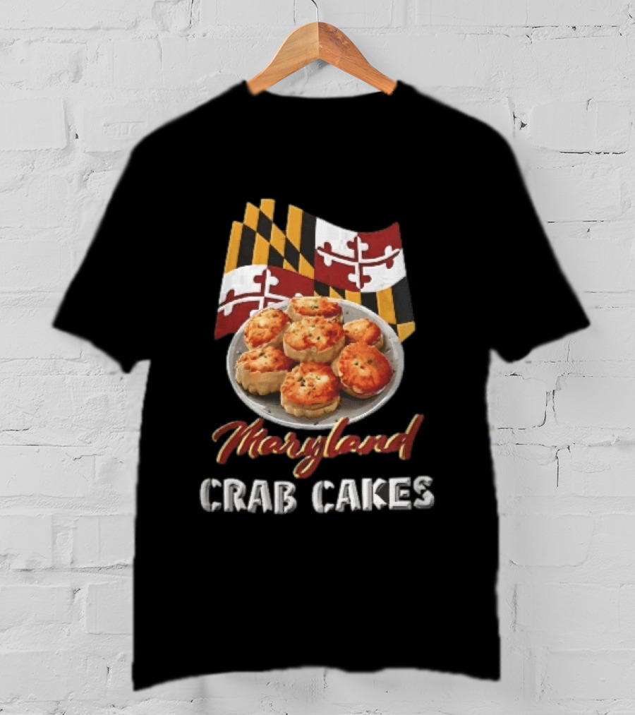Maryland Crab Cakes Plate With State Flag T-Shirt