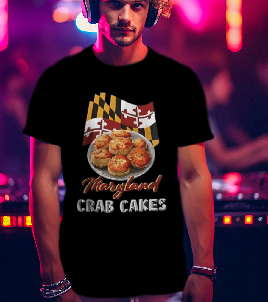 Maryland Crab Cakes Plate With State Flag T-Shirt