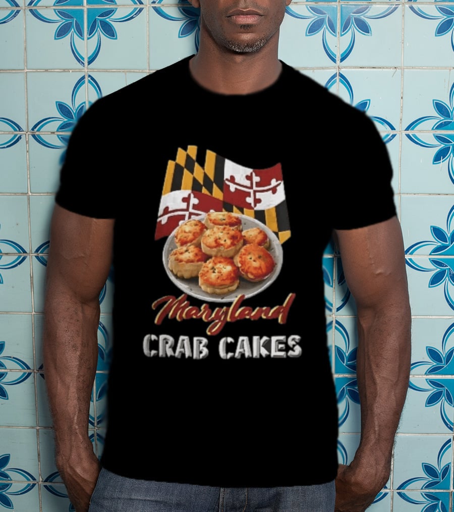 Maryland Crab Cakes Plate With State Flag T-Shirt