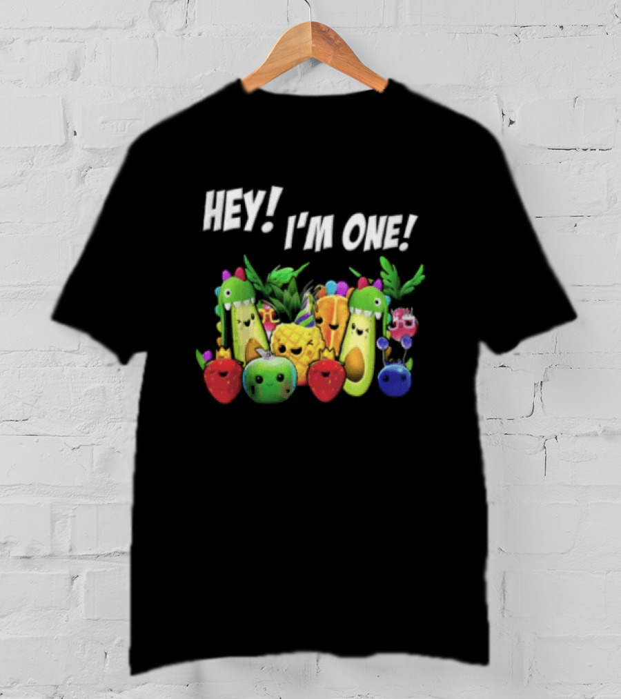 Hey Im One Birthday Cartoon Avocado Pineapple Fruits T-Shirt