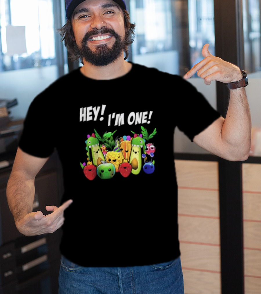 Hey Im One Birthday Cartoon Avocado Pineapple Fruits T-Shirt