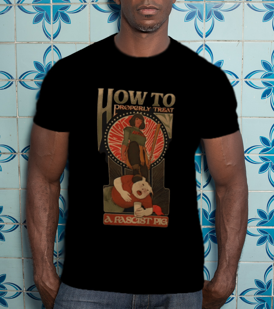 How To Properly Treat A Fascist Pig Antifa Baseball Bat Red Cap T-Shirt