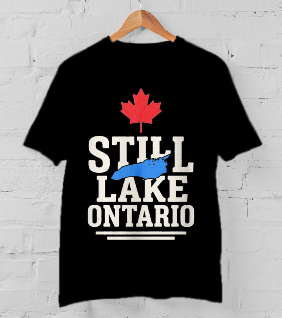 Still Lake Ontario Canada Map 2026 Red Maple Leaf T-Shirt