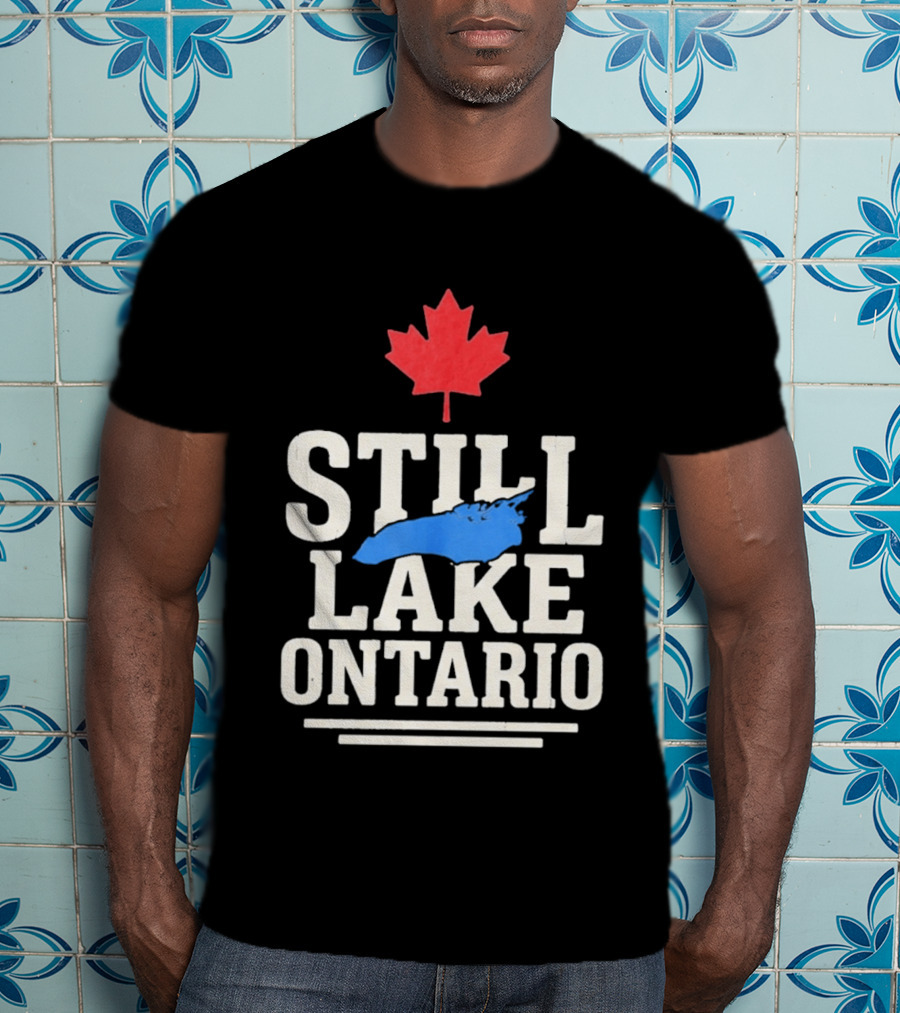Still Lake Ontario Canada Map 2026 Red Maple Leaf T-Shirt