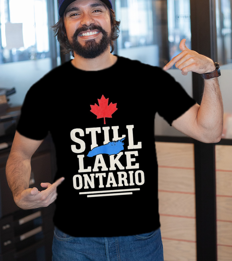 Still Lake Ontario Canada Map 2026 Red Maple Leaf T-Shirt