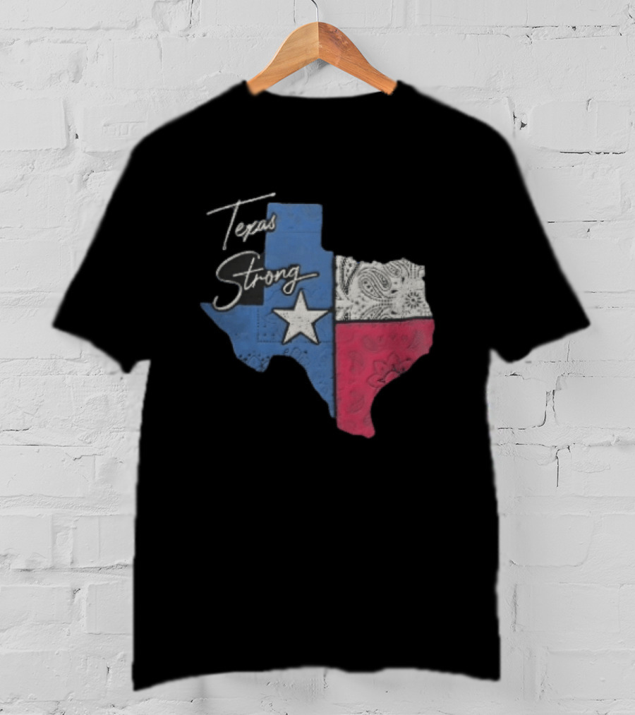 Texas Strong Lone Star Map Paisley Bandana Distressed T-Shirt