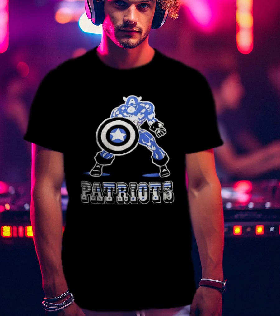 Patriots Stars And Stripes Captain Crouch Holding Shield T-Shirt