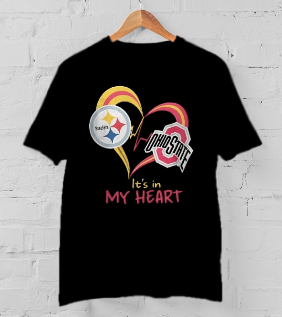 Pittsburgh Steelers Ohio State Buckeyes It's In My Heart EKG Pulse Line T-Shirt