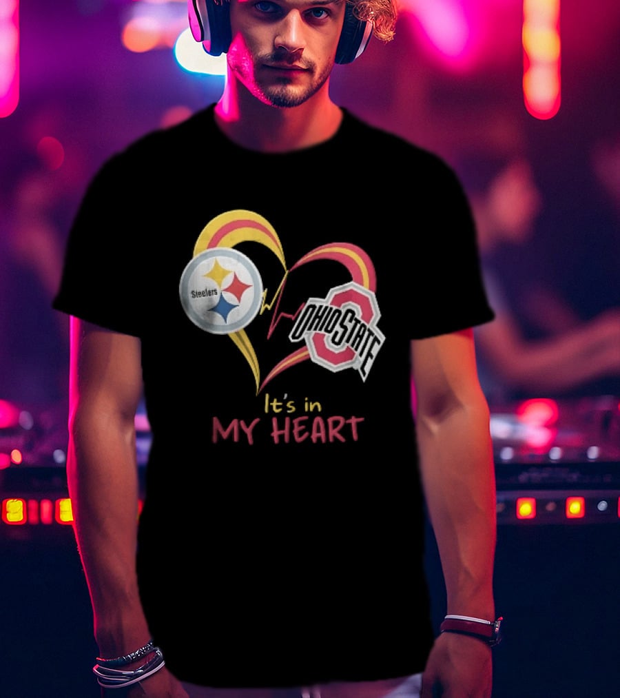 Pittsburgh Steelers Ohio State Buckeyes It's In My Heart EKG Pulse Line T-Shirt
