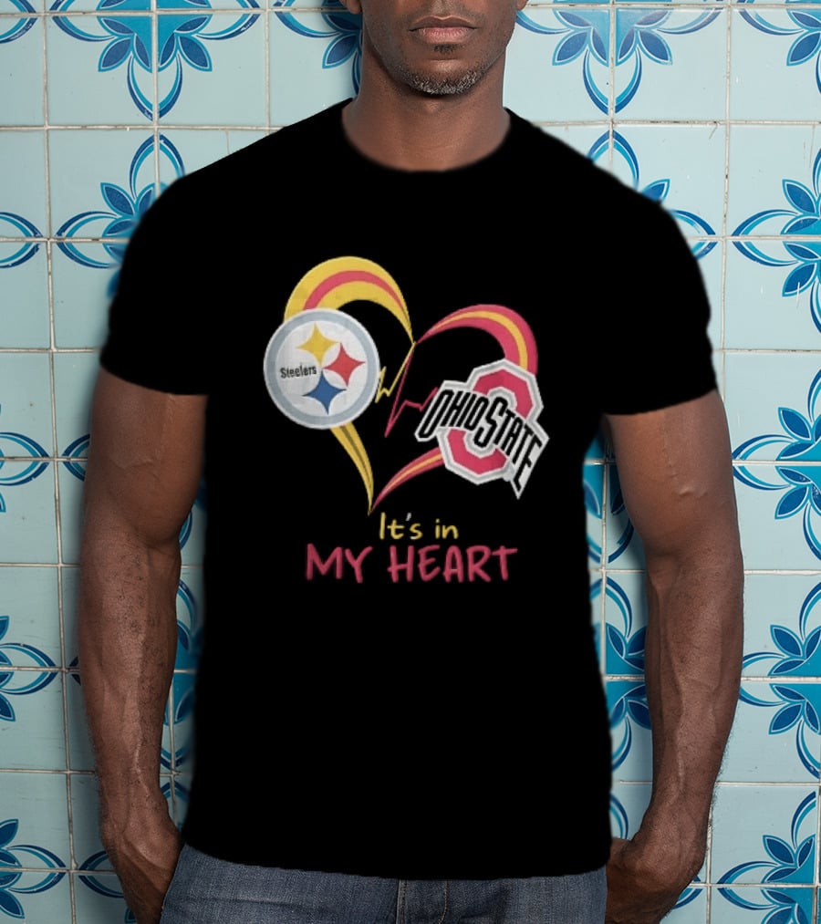 Pittsburgh Steelers Ohio State Buckeyes It's In My Heart EKG Pulse Line T-Shirt