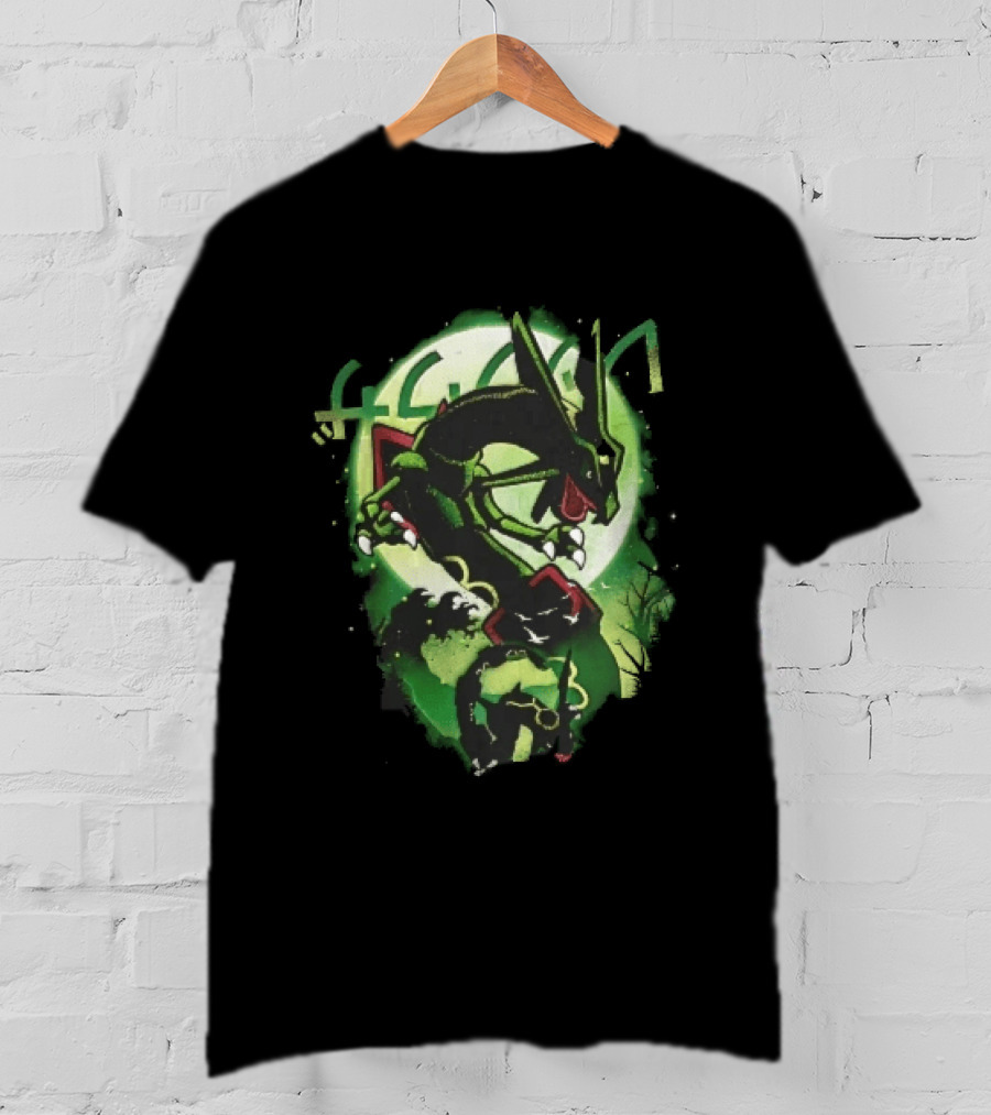 Rayquaza Umbreon Full Moon Forest Green Glow Pokemon T-Shirt