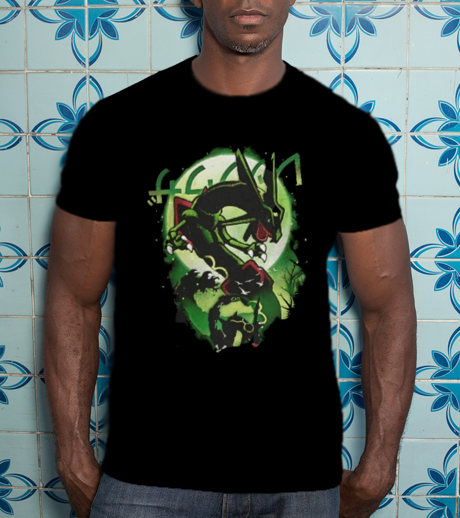 Rayquaza Umbreon Full Moon Forest Green Glow Pokemon T-Shirt