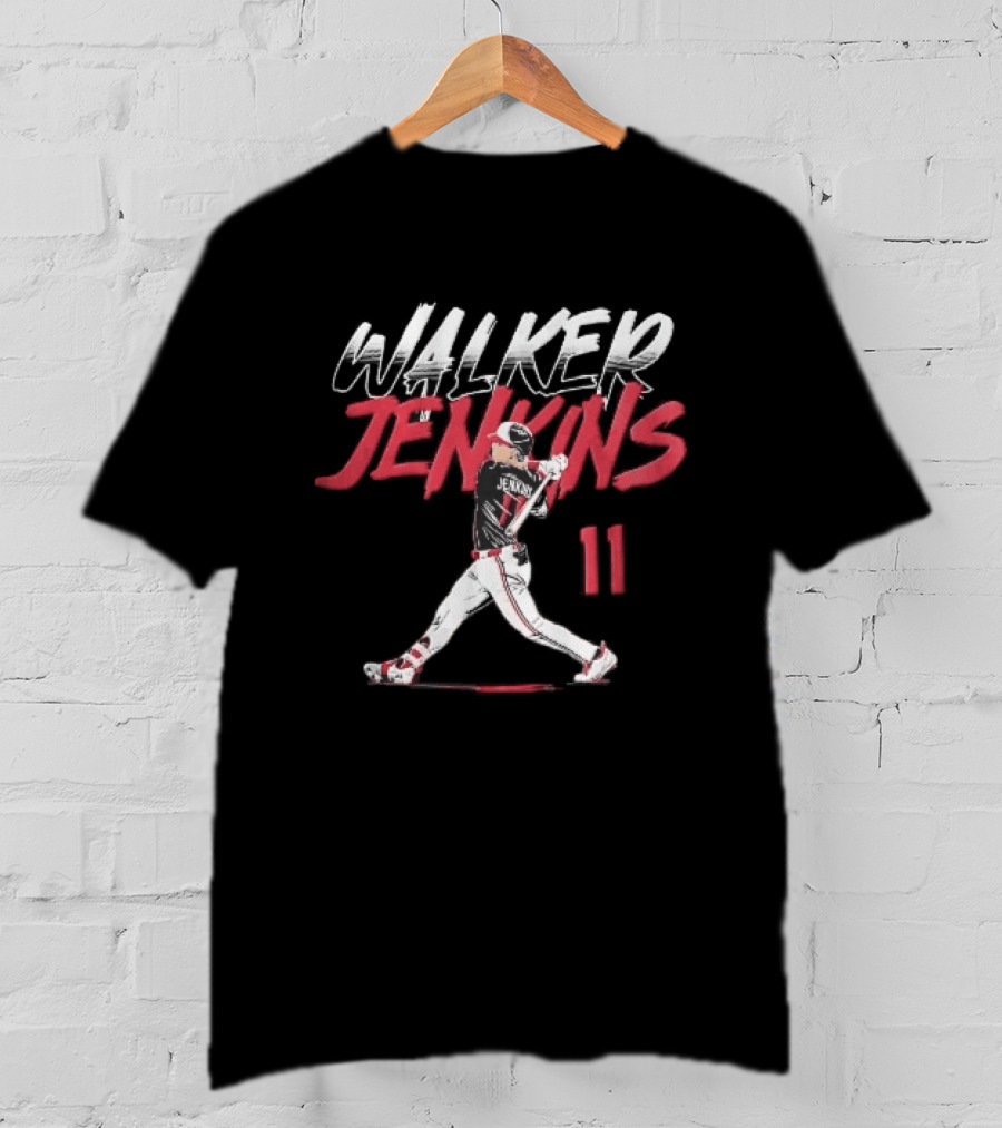 Walker Jenkins 11 Minnesota Twins MLB Baseball Batter Swinging Bat Brush T-Shirt