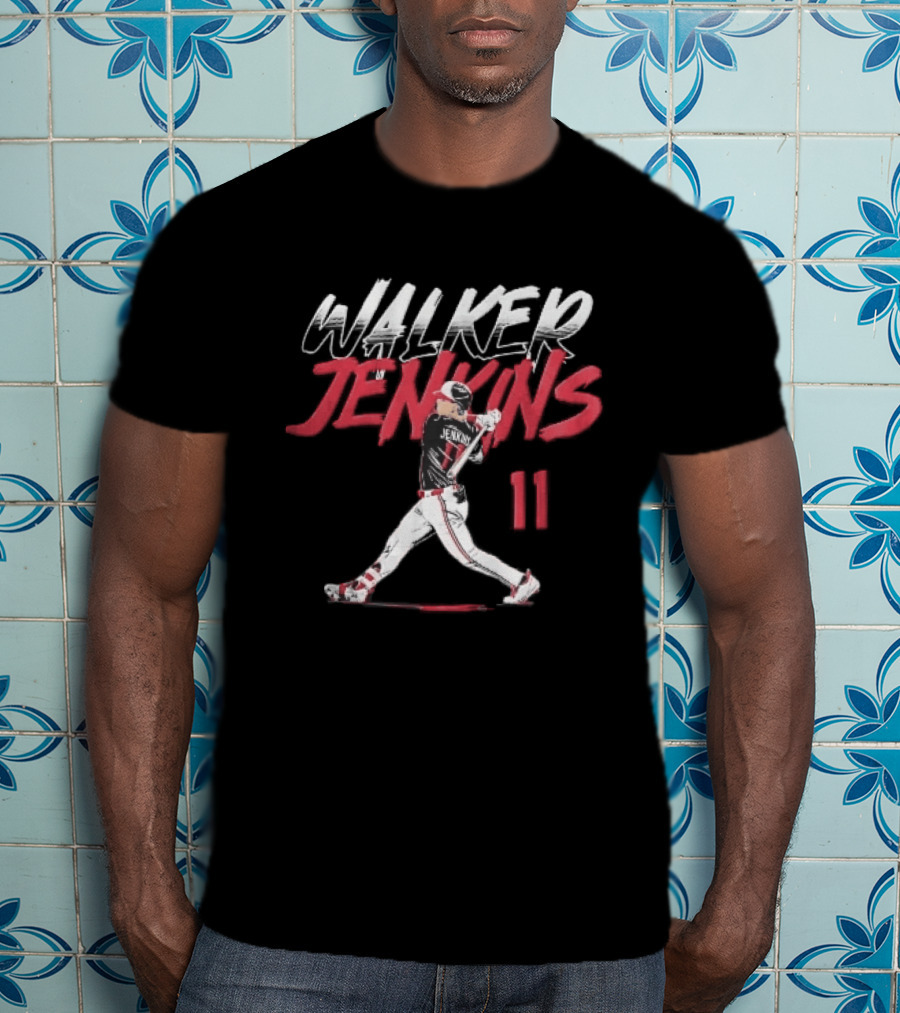 Walker Jenkins 11 Minnesota Twins MLB Baseball Batter Swinging Bat Brush T-Shirt