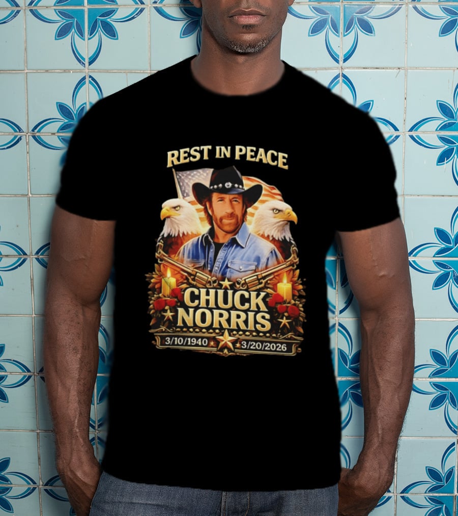 Rest In Peace Chuck Norris 1940 2026 American Pride Eagles And Cowboy Hat Memorial T-Shirt