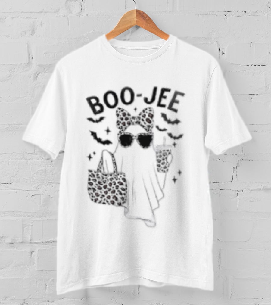 Boo Jee Halloween Ghost Leopard Bow Bag And Glasses T-Shirt